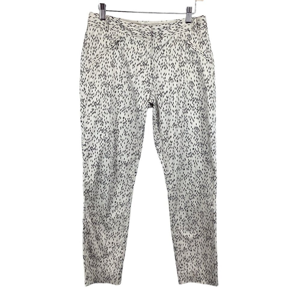 Trenery Women's‎ Printed Ankle Pants Size 8 Dress Trousers Cream BLack